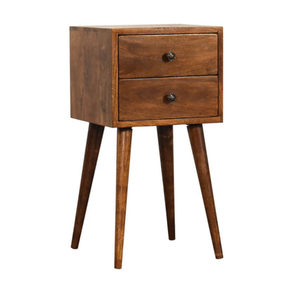 Mini 2 Drawer Chestnut Bedside Table - Luxe Home Comforts