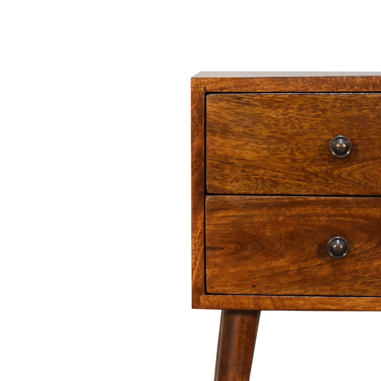 Mini 2 Drawer Chestnut Bedside Table - Luxe Home Comforts