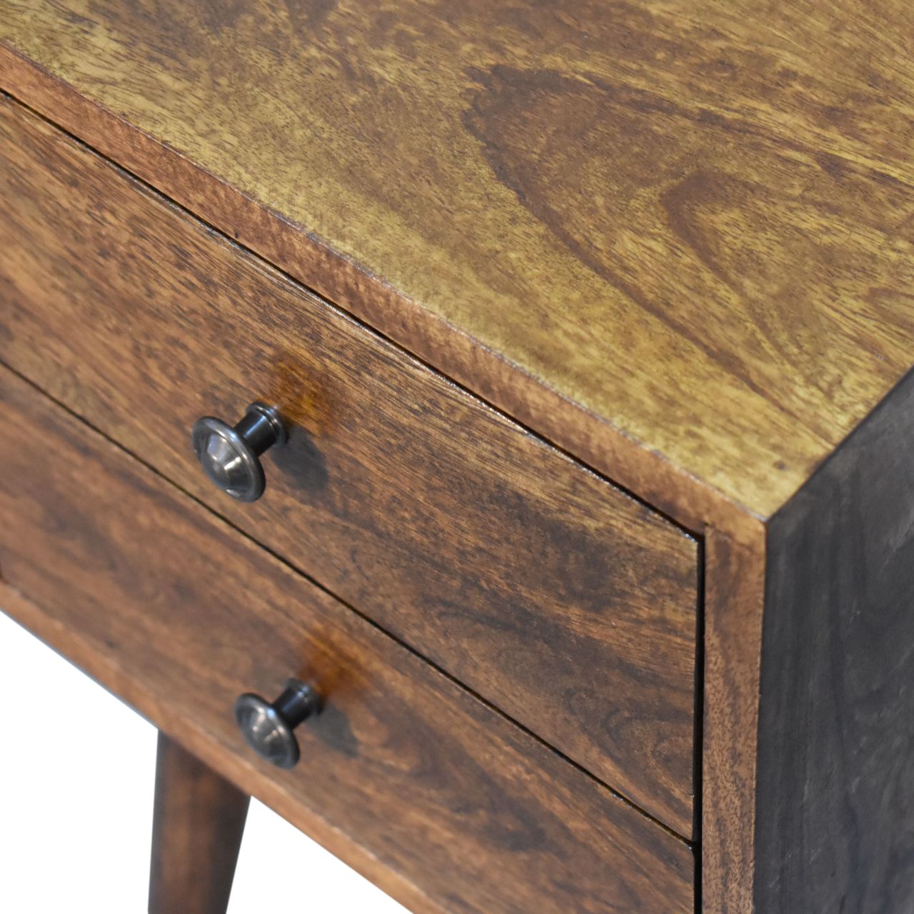 Mini 2 Drawer Chestnut Bedside Table - Luxe Home Comforts