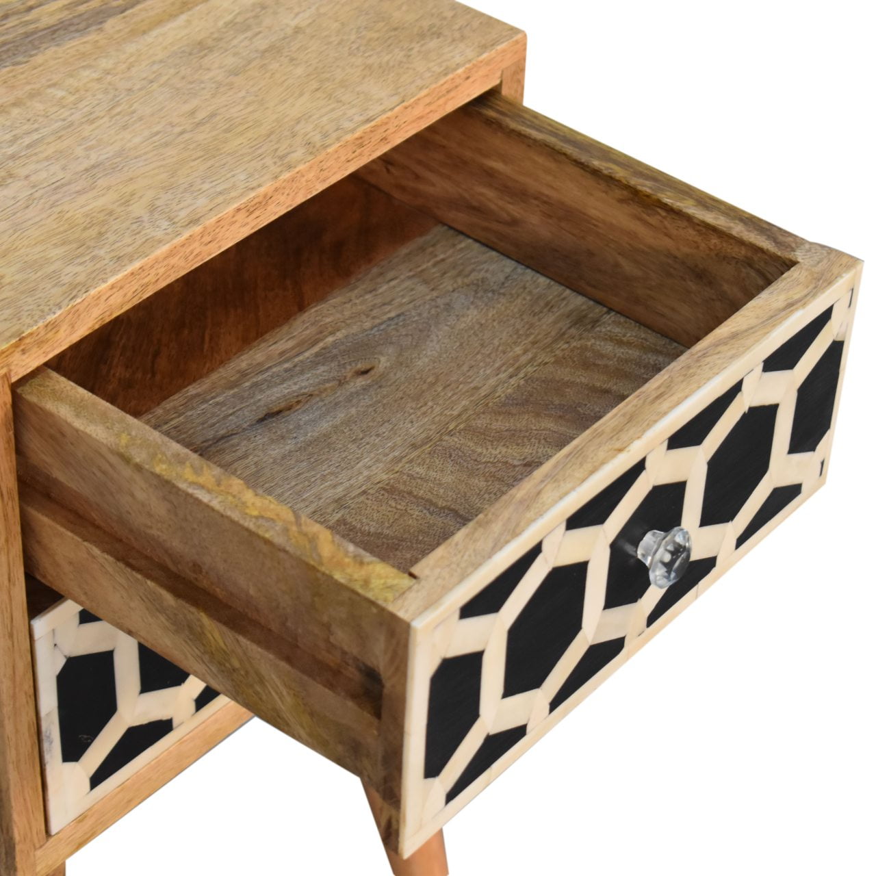 Mini Bone Inlay 2 Drawer Bedside Table - Luxe Home Comforts