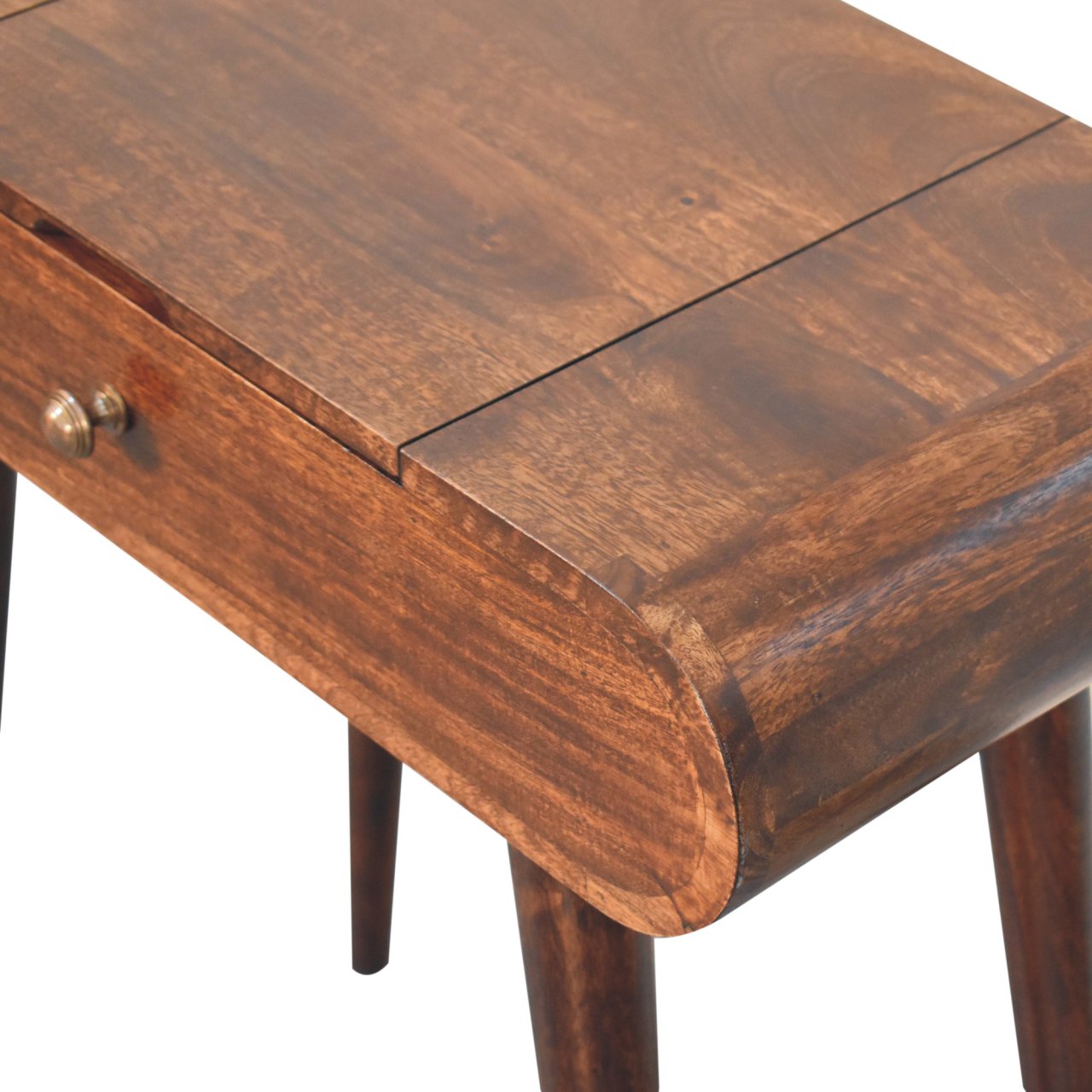 Mini California Walnut Dressing Table with Foldable Mirror - Luxe Home Comforts