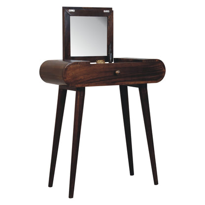 Mini California Walnut Dressing Table with Foldable Mirror - Luxe Home Comforts