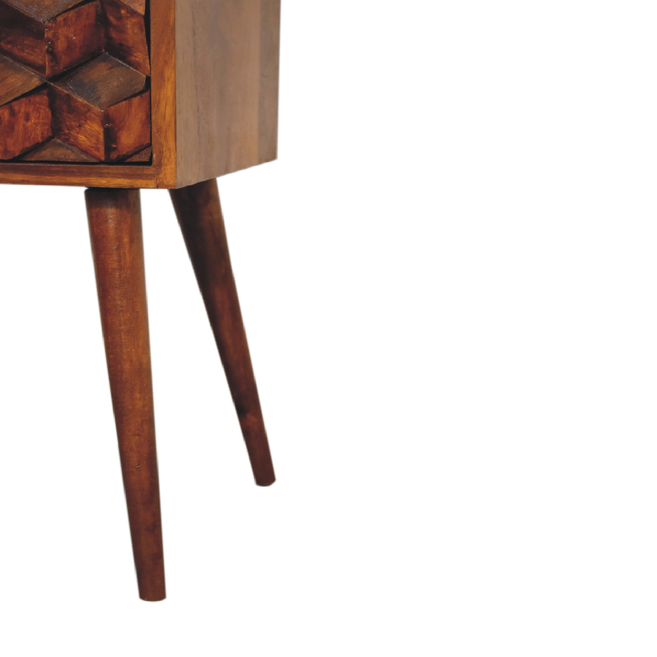 Mini Chestnut Cube 2 Drawer Bedside Table - Luxe Home Comforts