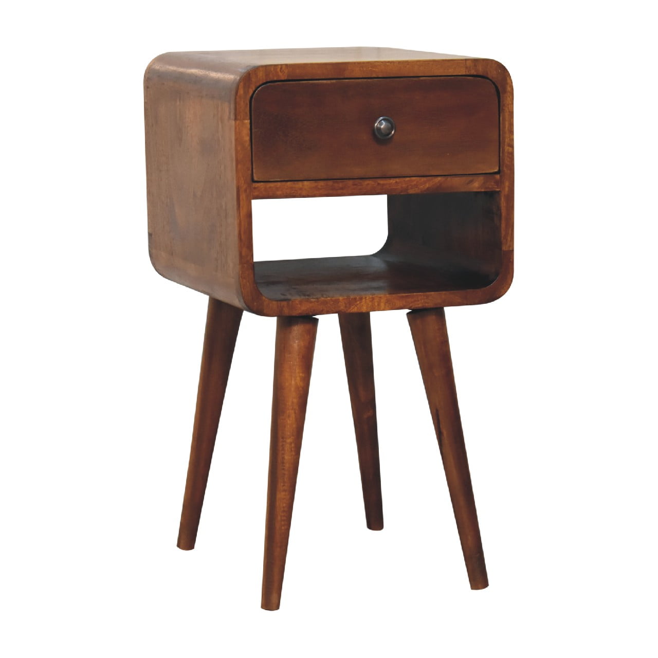 Mini Chestnut Curve Lower Bedside Table - Luxe Home Comforts