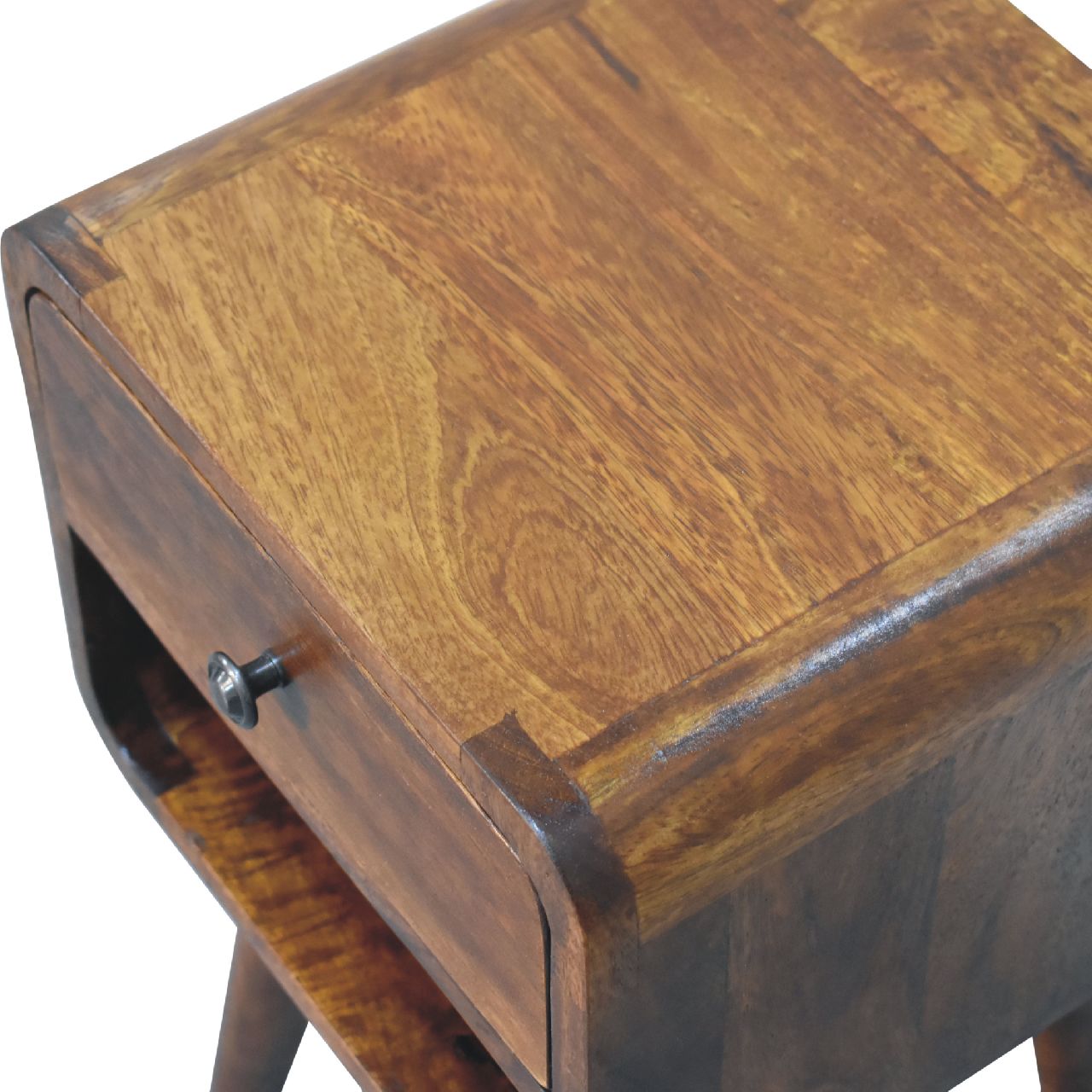 Mini Chestnut Curve Lower Bedside Table - Luxe Home Comforts