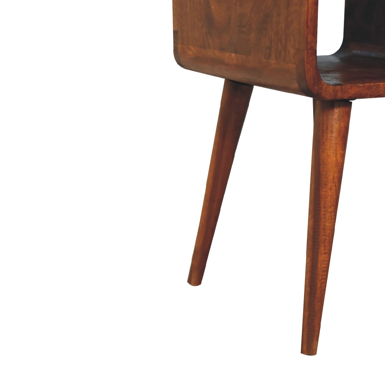 Mini Chestnut Curve Lower Bedside Table - Luxe Home Comforts