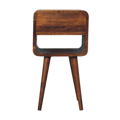 Mini Chestnut Curve Lower Bedside Table - Luxe Home Comforts