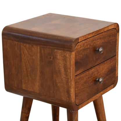 Mini Chestnut Curved Bedside Table - Luxe Home Comforts