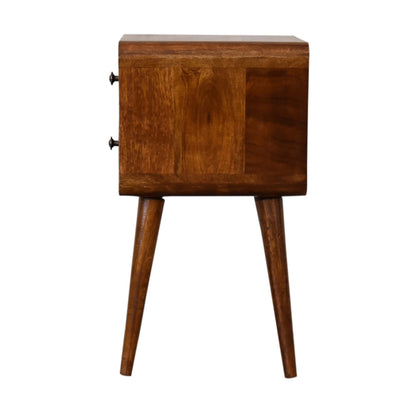 Mini Chestnut Curved Bedside Table - Luxe Home Comforts