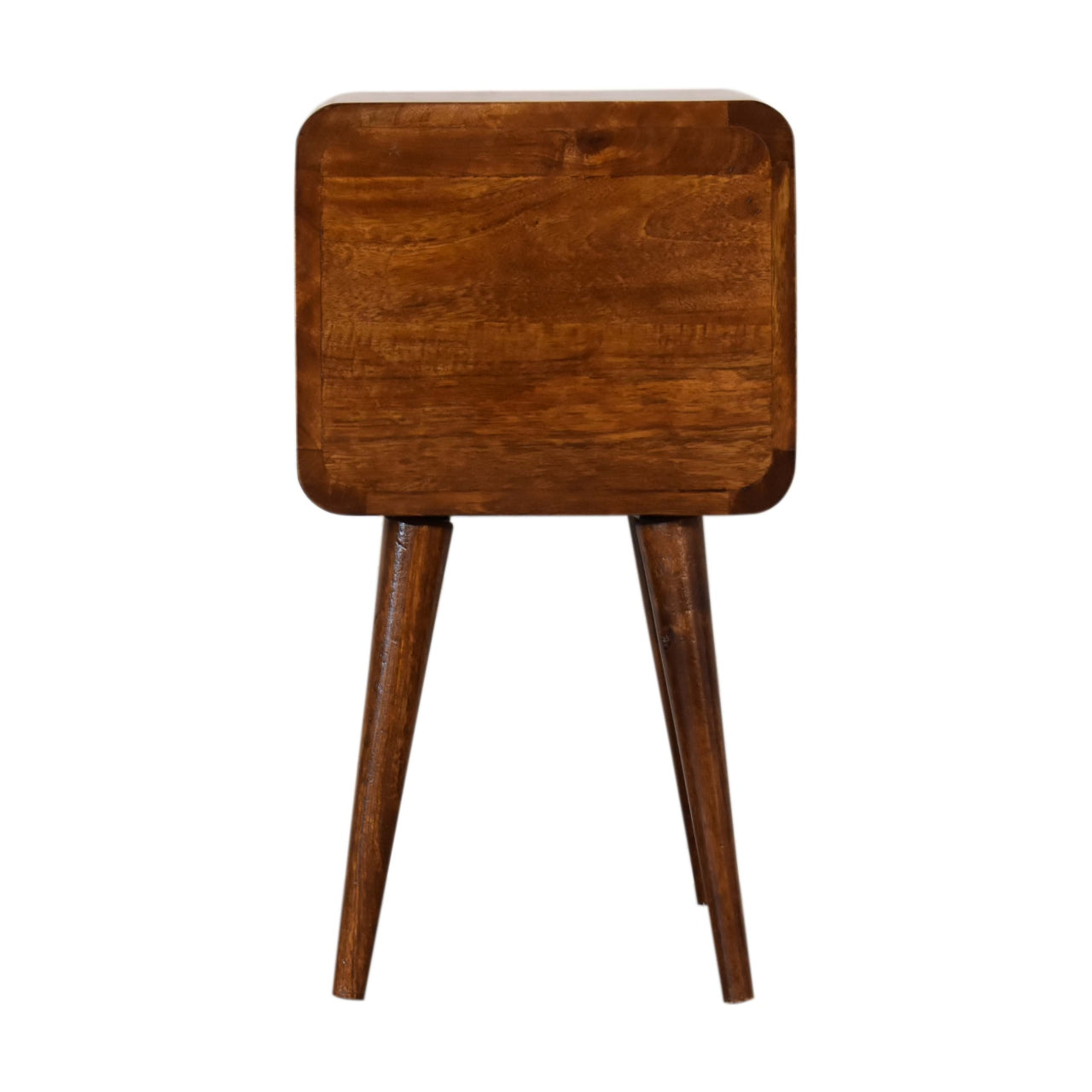 Mini Chestnut Curved Bedside Table - Luxe Home Comforts
