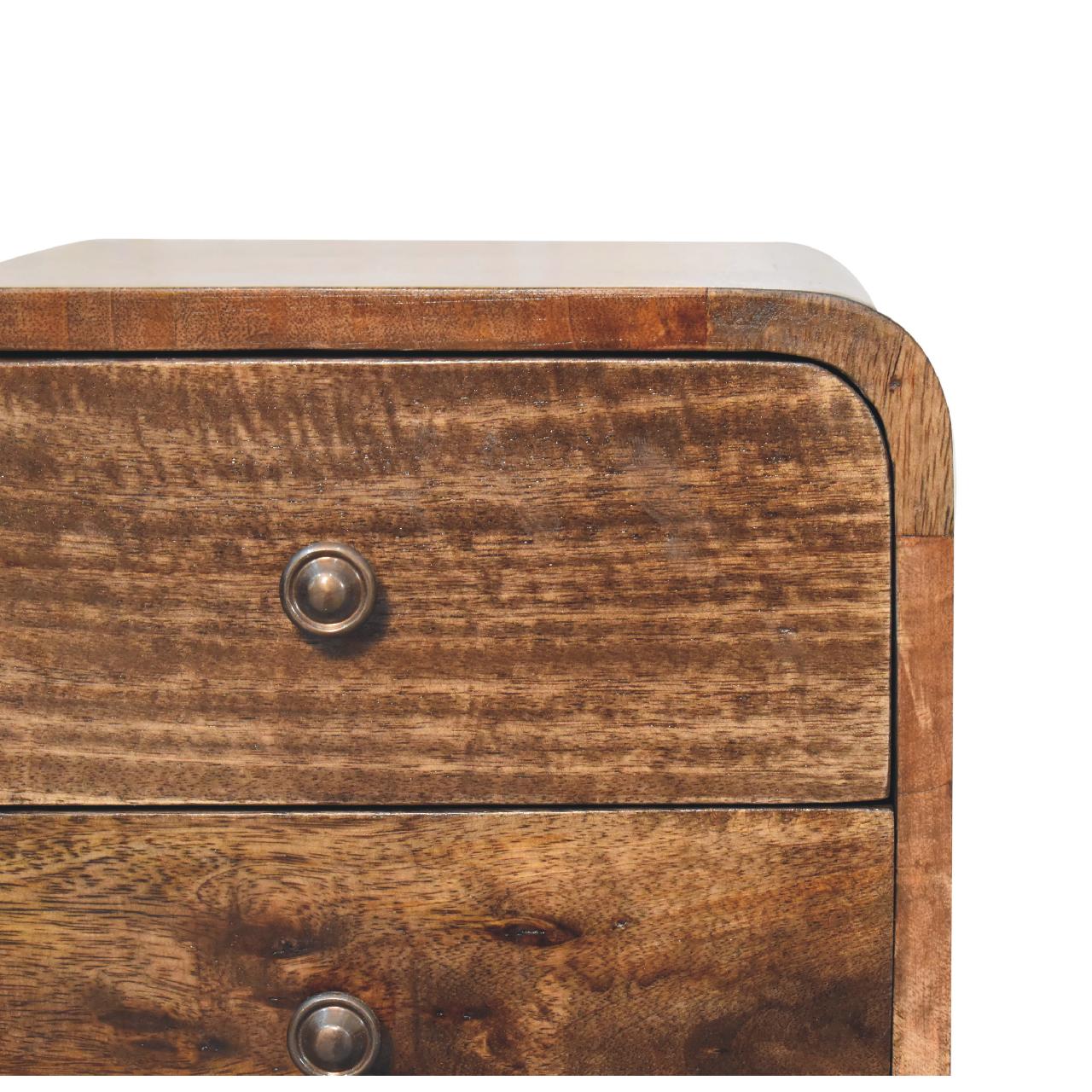 Mini Curved Grey Washed Bedside Table - Luxe Home Comforts