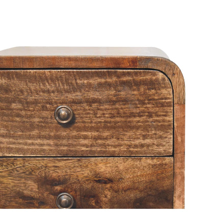 Mini Curved Grey Washed Bedside Table - Luxe Home Comforts