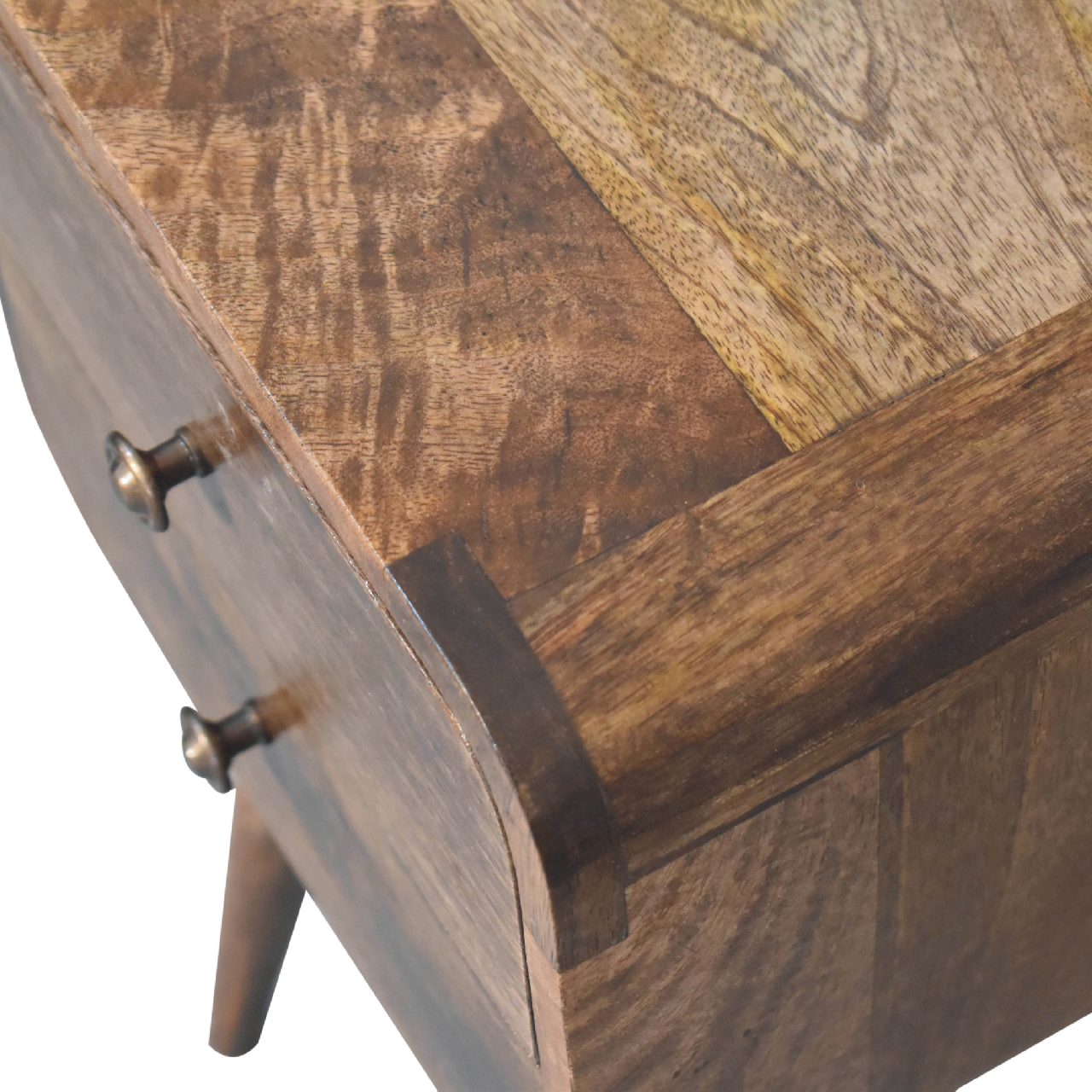 Mini Curved Grey Washed Bedside Table - Luxe Home Comforts