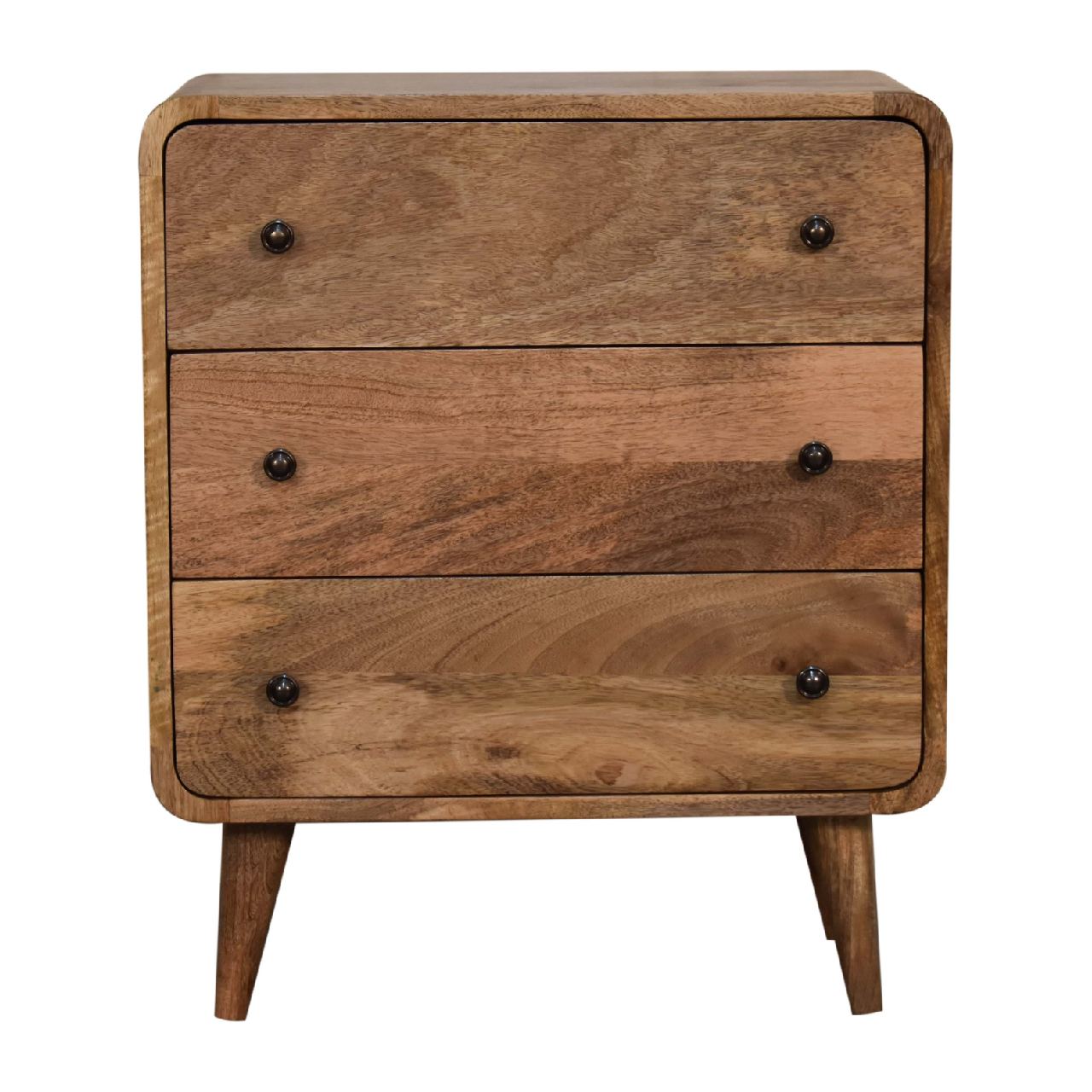 Mini Curved Oak-ish Chest Of Drawers - Luxe Home Comforts