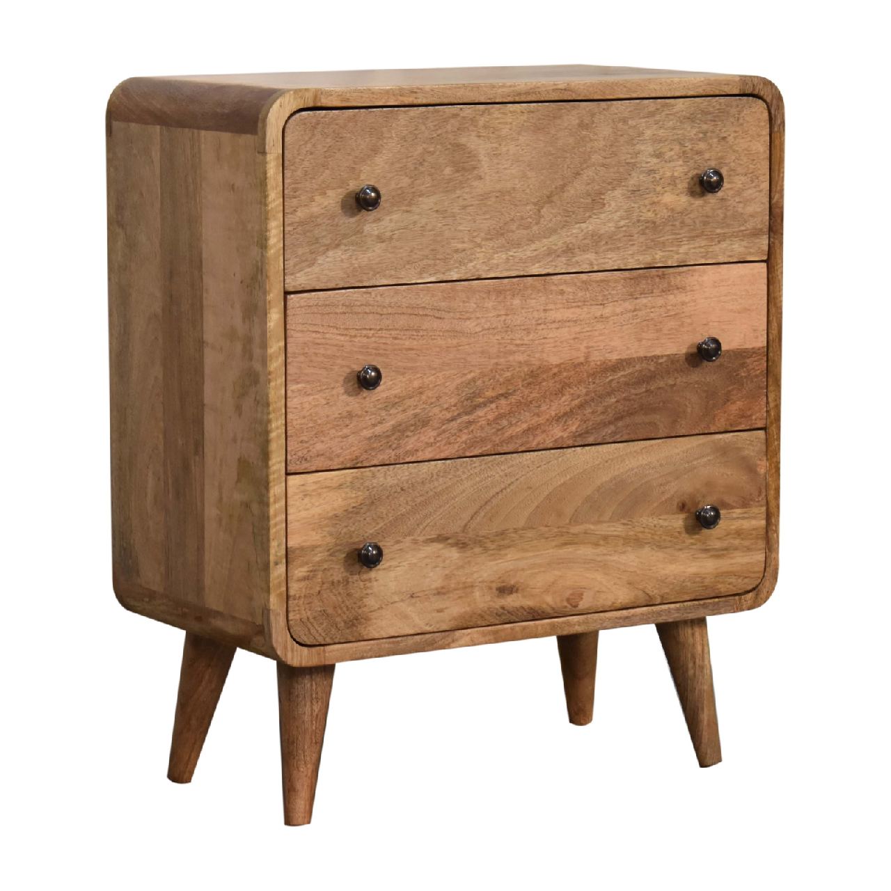Mini Curved Oak-ish Chest Of Drawers - Luxe Home Comforts