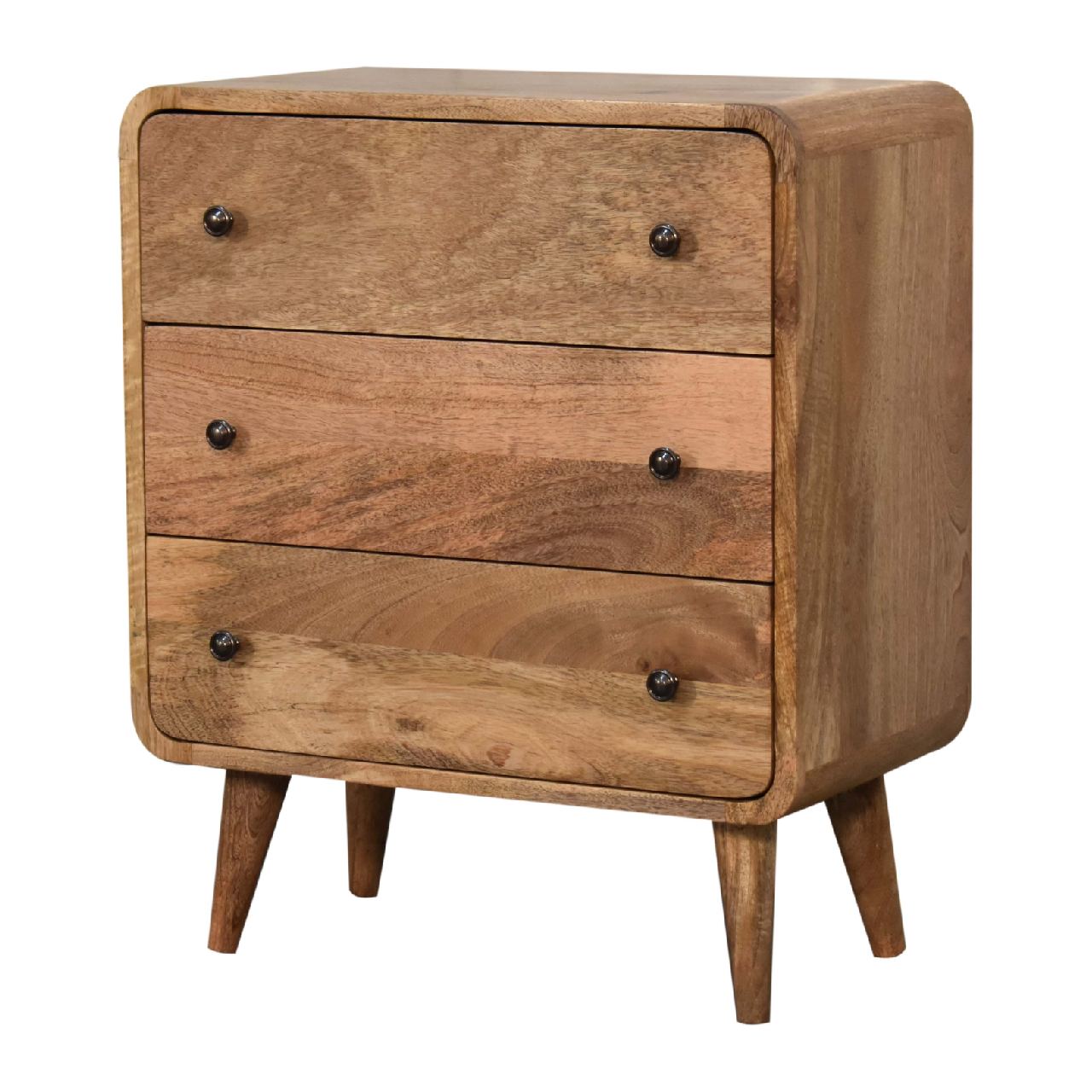 Mini Curved Oak-ish Chest Of Drawers - Luxe Home Comforts