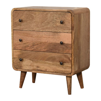 Mini Curved Oak-ish Chest Of Drawers - Luxe Home Comforts