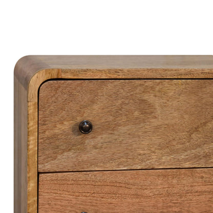Mini Curved Oak-ish Chest Of Drawers - Luxe Home Comforts