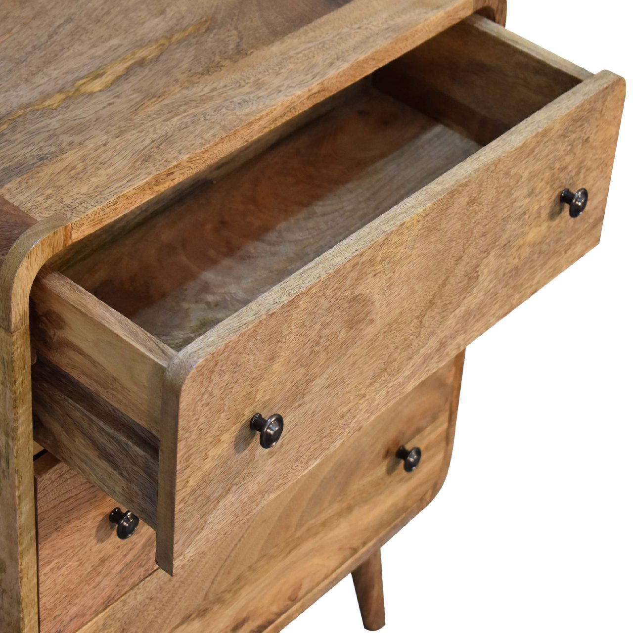 Mini Curved Oak-ish Chest Of Drawers - Luxe Home Comforts