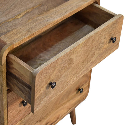 Mini Curved Oak-ish Chest Of Drawers - Luxe Home Comforts