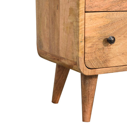 Mini Curved Oak-ish Chest Of Drawers - Luxe Home Comforts
