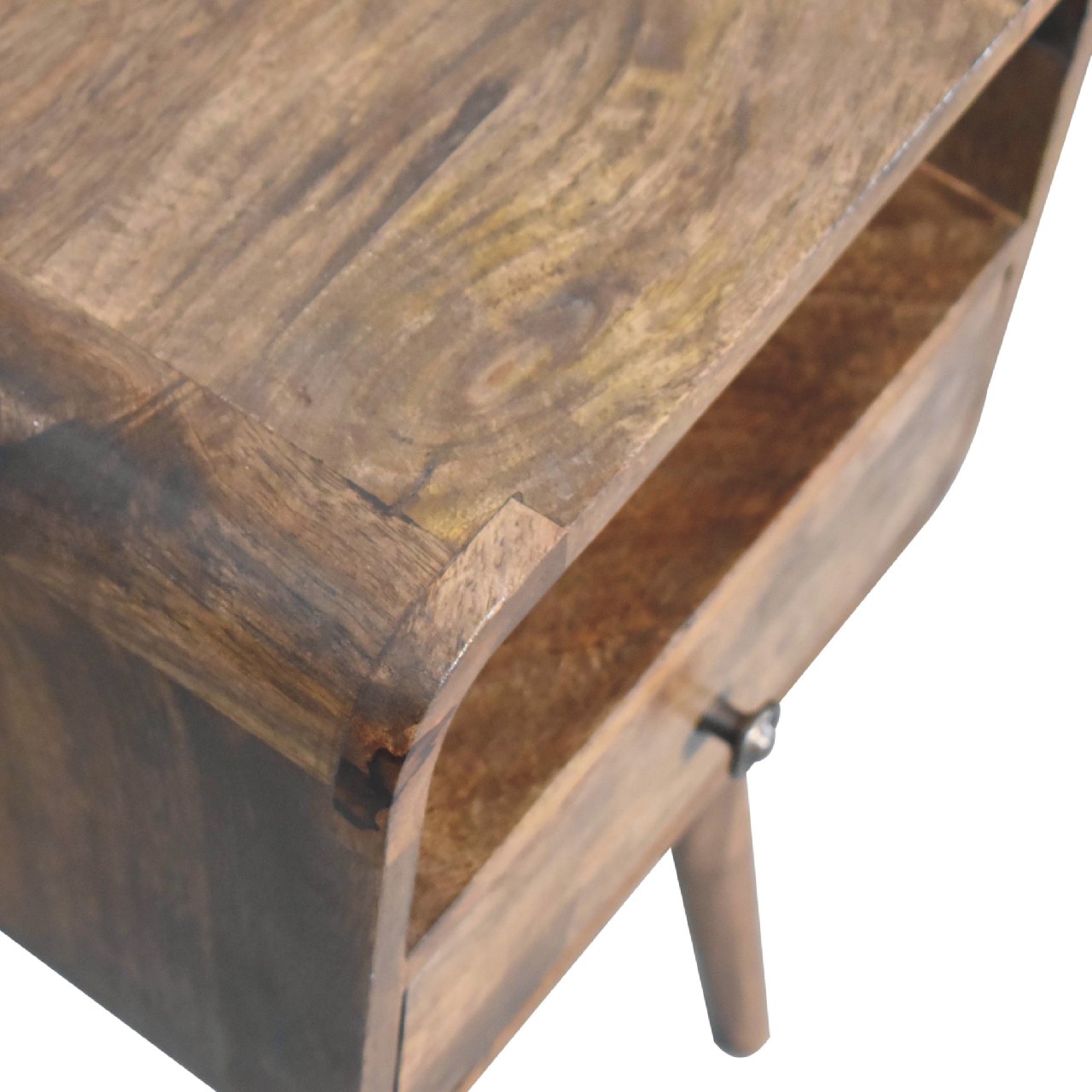 Mini Grey Wash Curve Open Bedside Table - Luxe Home Comforts