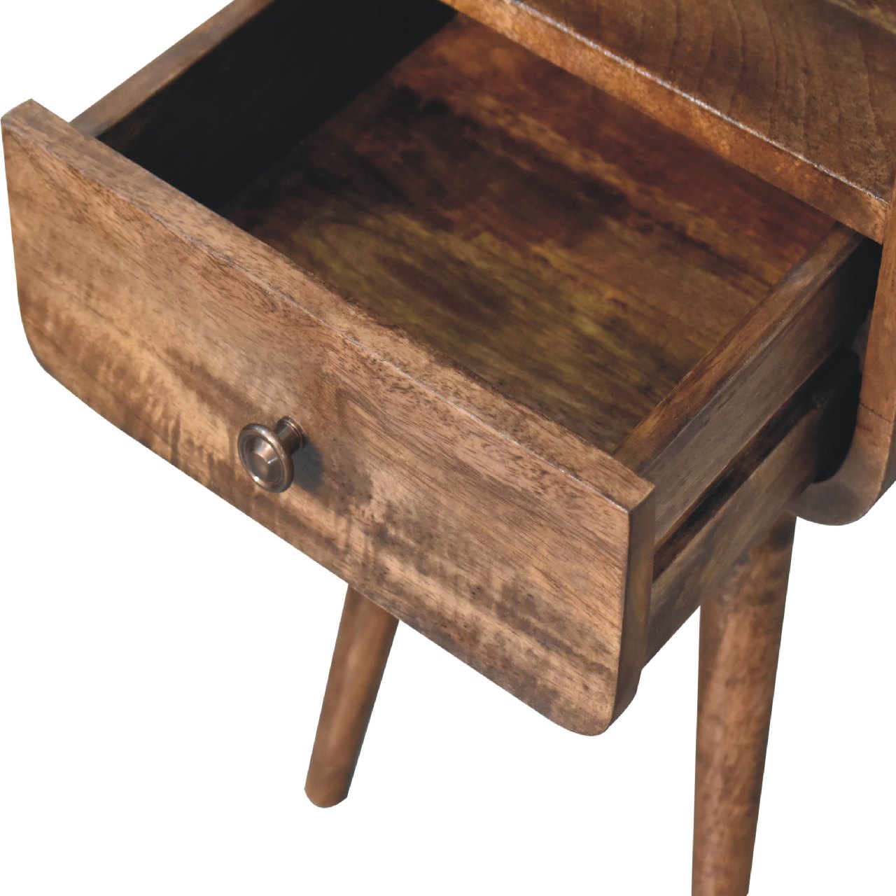 Mini Grey Wash Curve Open Bedside Table - Luxe Home Comforts