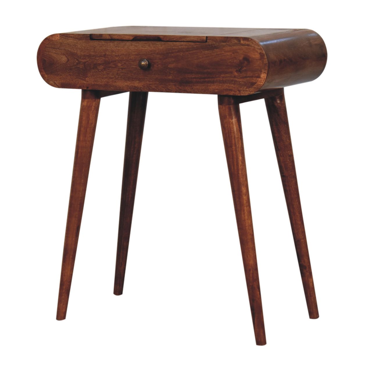 Mini Honey Caramel Dressing Table with Foldable Mirror - Luxe Home Comforts