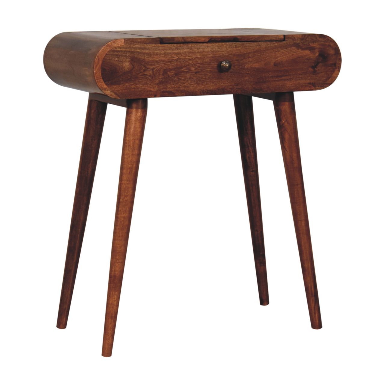 Mini Honey Caramel Dressing Table with Foldable Mirror - Luxe Home Comforts