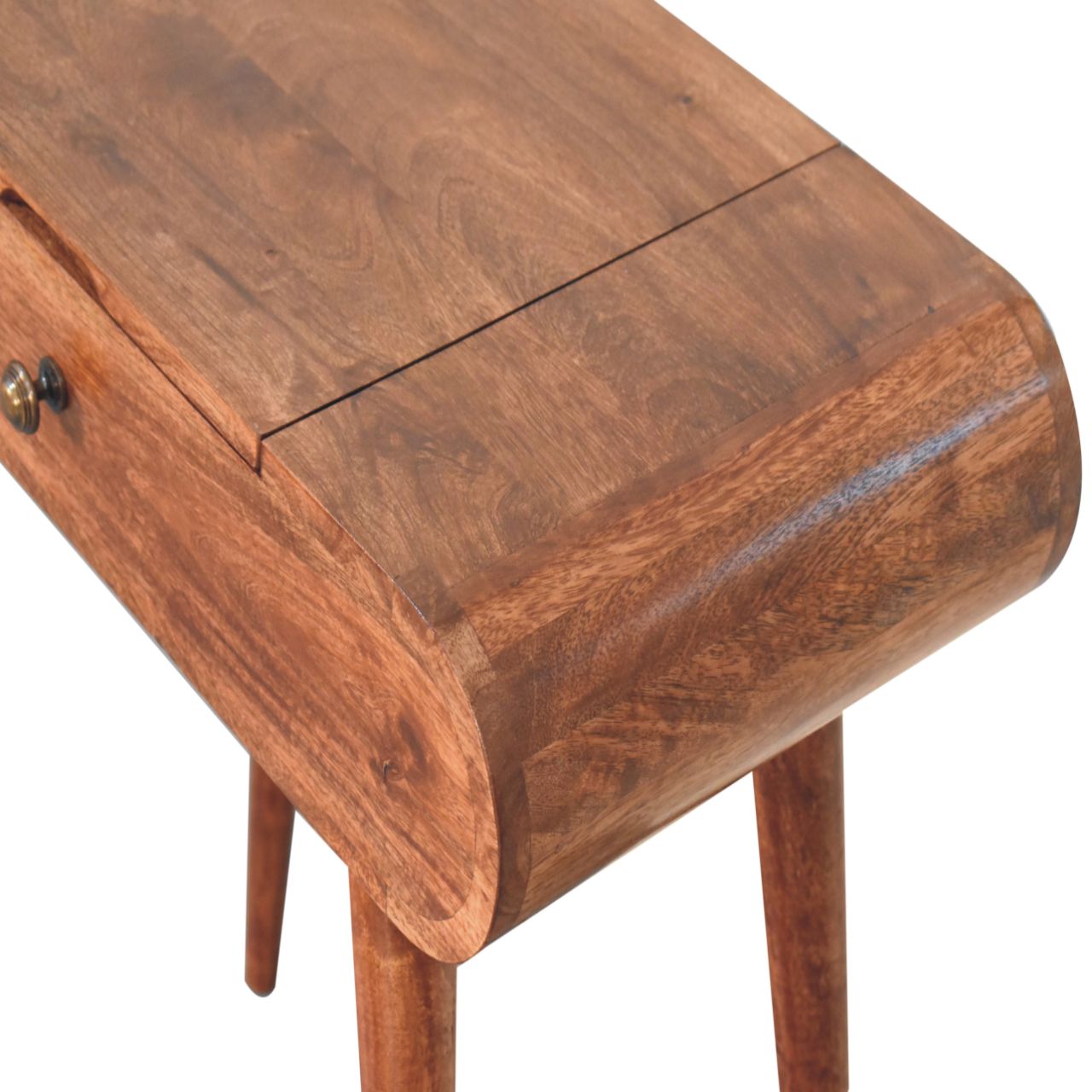 Mini Honey Caramel Dressing Table with Foldable Mirror - Luxe Home Comforts