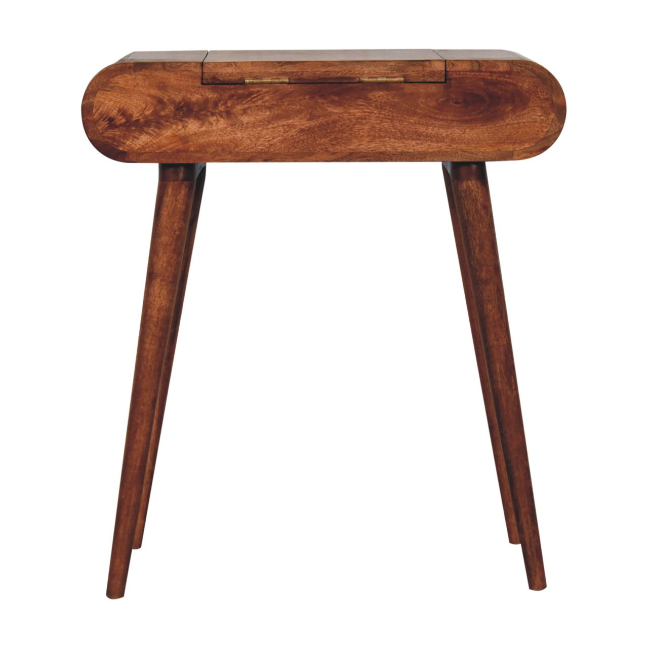 Mini Honey Caramel Dressing Table with Foldable Mirror - Luxe Home Comforts