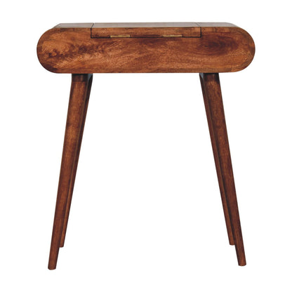 Mini Honey Caramel Dressing Table with Foldable Mirror - Luxe Home Comforts