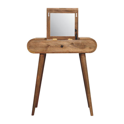 Mini Oak-ish Round Dressing Table - Luxe Home Comforts