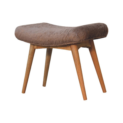 Mocha Faux Fur Curved Bench - Luxe Home Comforts