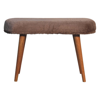 Mocha Faux Fur Fabric Bench - Luxe Home Comforts