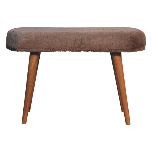 Mocha Faux Fur Fabric Bench - Luxe Home Comforts