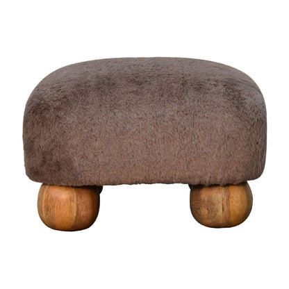 Mocha Faux Fur Nordic Footstool - Luxe Home Comforts