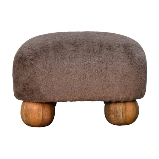 Mocha Faux Fur Nordic Footstool - Luxe Home Comforts