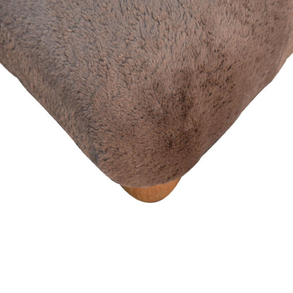 Mocha Faux Fur Nordic Footstool - Luxe Home Comforts