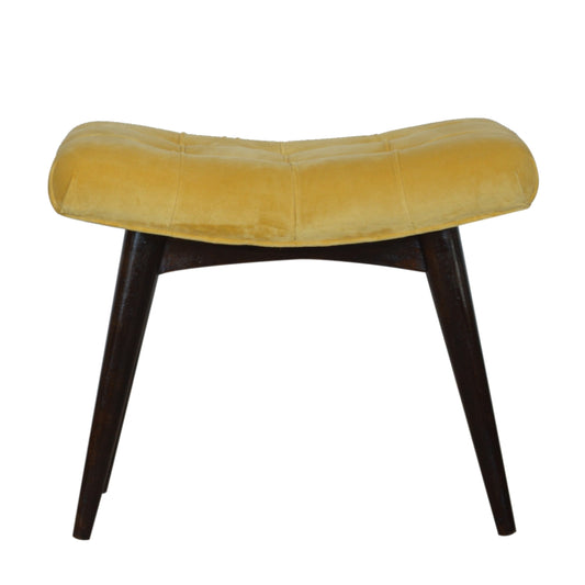 Mustard Cotton Velvet Curved Bench - Luxe Home Comforts