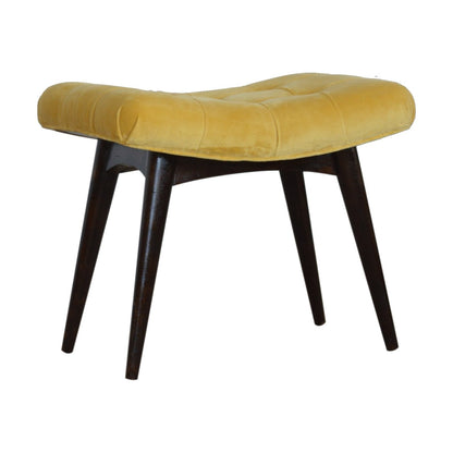 Mustard Cotton Velvet Curved Bench - Luxe Home Comforts
