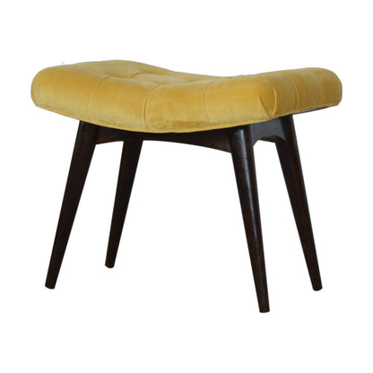 Mustard Cotton Velvet Curved Bench - Luxe Home Comforts