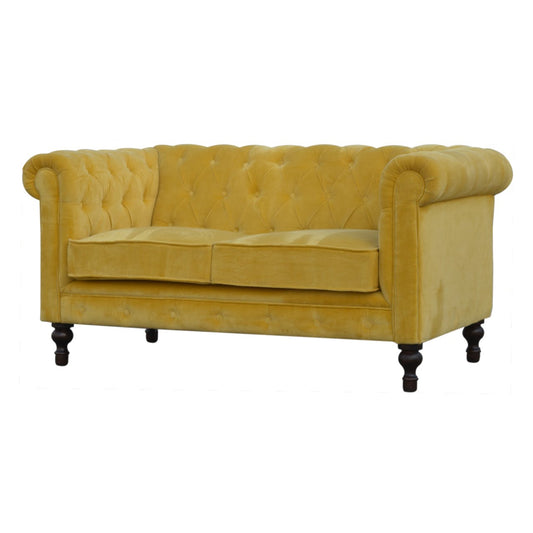 Mustard Velvet Chesterfield Sofa - Luxe Home Comforts