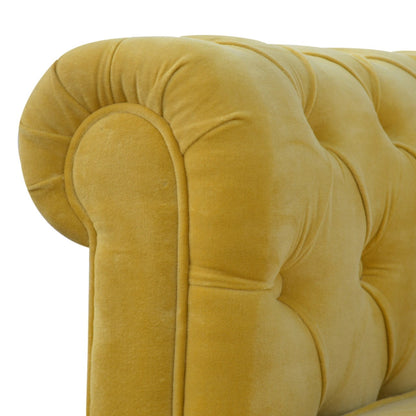 Mustard Velvet Chesterfield Sofa - Luxe Home Comforts