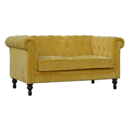 Mustard Velvet Chesterfield Sofa - Luxe Home Comforts