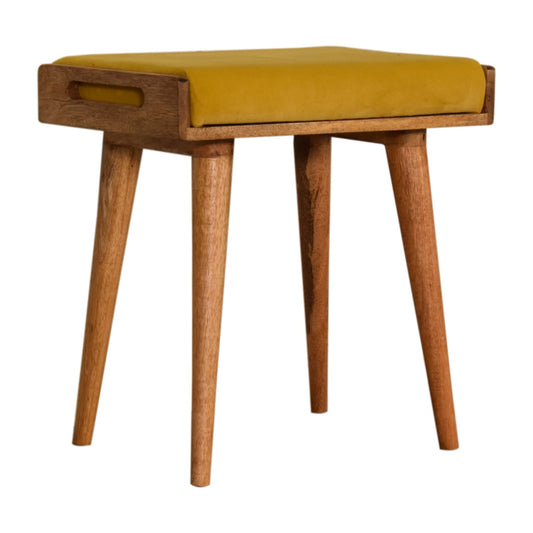 Mustard Velvet Tray Style Footstool - Luxe Home Comforts