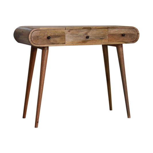 Oak-ish Round Dressing Table - Luxe Home Comforts
