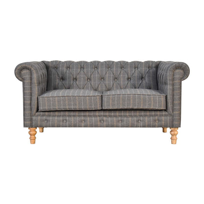 Pewter Tweed 2 Seat Chesterfield Sofa - Luxe Home Comforts