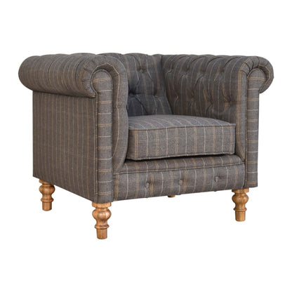 Pewter Tweed Chesterfield Armchair - Luxe Home Comforts