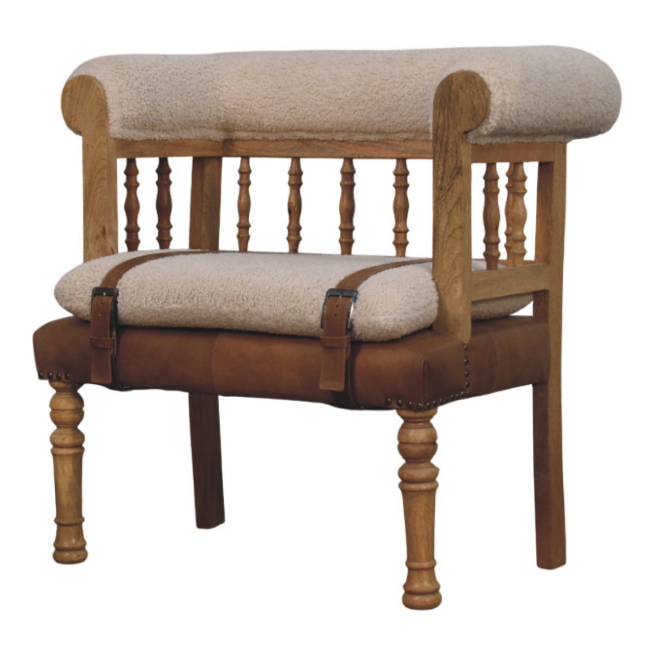 Strapped Hallway Boucle Bench - Luxe Home Comforts